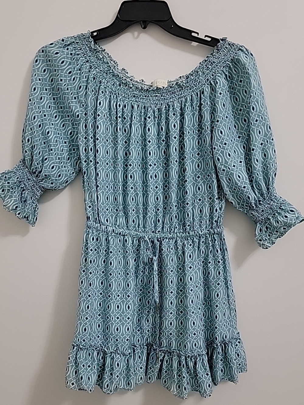 Paloma Blue off-the-shoulder 100% silk  Mini Dress or Tunic Size M